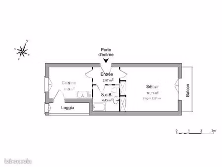appartement t1 33 m2