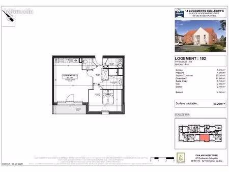 appartement 2 pièces 53 m²