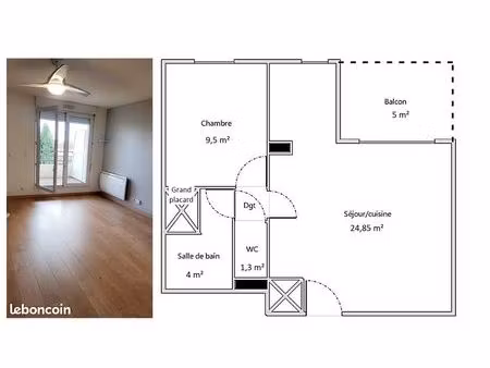 a louer appartement à toulouse (lardenne) 2 pièce(s) 40 m2