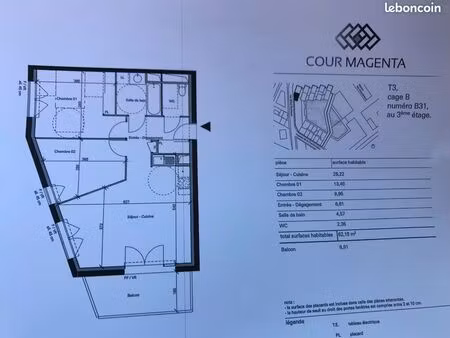 location appartement t3