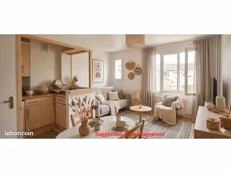 appartement t3 56m2 2 chambres avec garage  proche centre et gare
