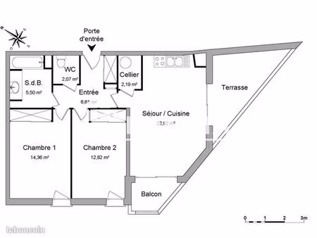 appartement 3 pièces 66 m²
