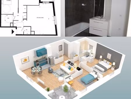 appartement 3 pièces (6 ans) - 66 m² - carre bergame