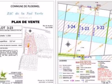vente terrain à ploërmel (56800) : à vendre / 337m² ploërmel