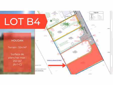 houdan centre - terrain a batir viabilise de 554m2