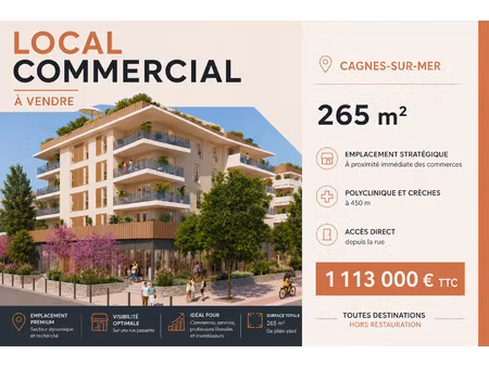 vente commerce 265 m² cagnes-sur-mer (06800)