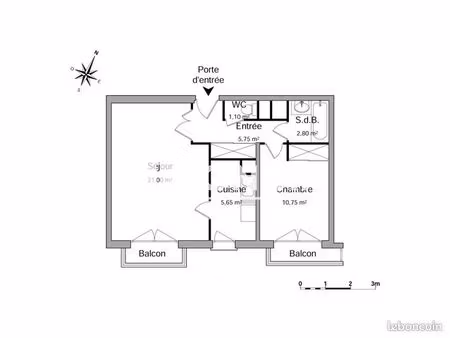appartement 2 pièces 47 m²