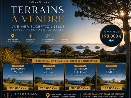 plougonvelin terrains à bâtir viabilisés avec vue mer à