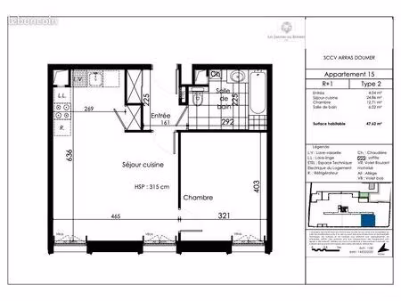 appartement 1 pièce 47 m²