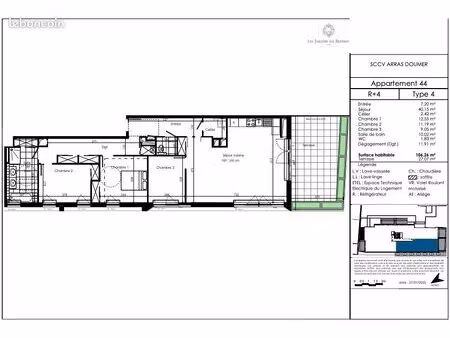 appartement 3 pièces 106 m²