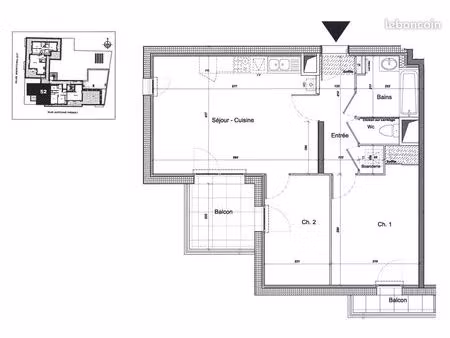 appartement 3 pièces 58 m²