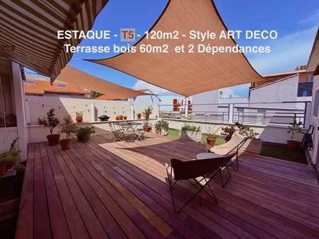 t5 de 120m2 - estaque (gare / fenouil) - terrrasse 60 m2 et dépendances. 414 000 euro