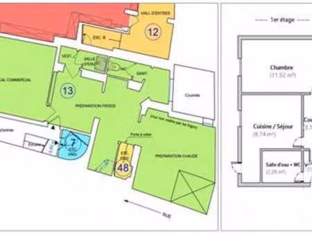 vente bureaux et commerces à rouen vieux-marché - st eloi (76000) : à vendre / 69m² rouen 