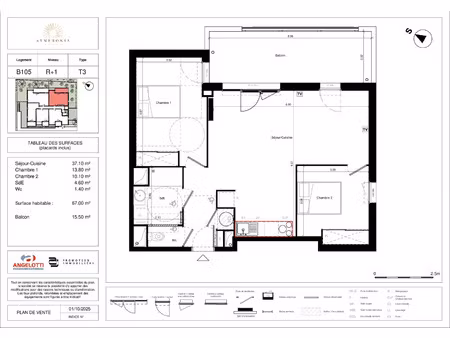 vente appartement 3 pièces 67 m² vias (34450)