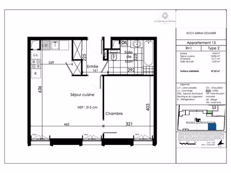 vente appartement 1 pièce 47 m² à arras (62000)  207 000 €