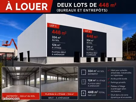 entrepôt de 456 à 896m2 avec places de stationnement