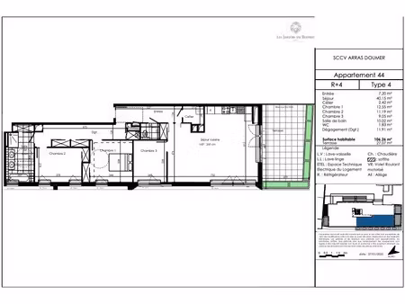 vente appartement 3 pièces 106 m² à arras (62000)  612 000 €