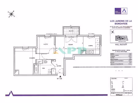 appartement villeneuve la garenne 2 pièce(s) 54.03 m2