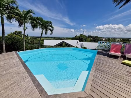 superbe villa de standing vue mer + t3 piscine à débordement sur 1000 m² à baie mahault (9