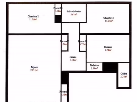 appartement 3 pièces 77 m²