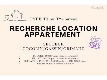 recherche appartement t3/t2bureau