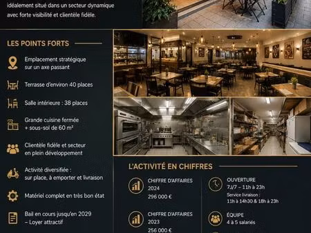à vendre – fonds de commerce restaurant / pizzeria – fresnes (94)