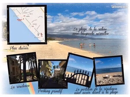 rare à la saline : appartement f2 meublé à l’année avec accès direct plage »
