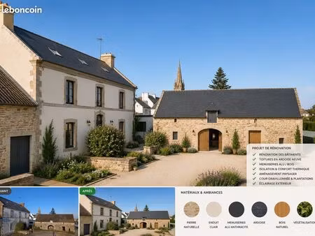 plomelin centre – maison en pierres avec dépendances  324 m² de potentiel   cachet préseer