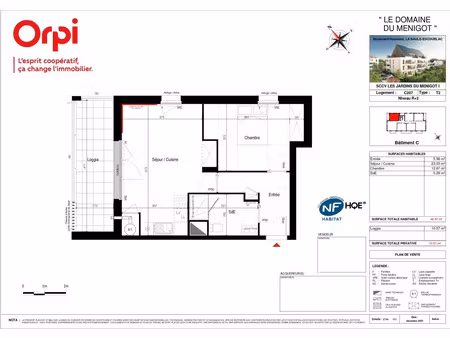 vente appartement 2 pièces 46 m² la baule-escoublac (44500)