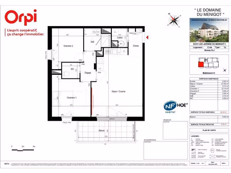 vente appartement 3 pièces 62 m² la baule-escoublac (44500)