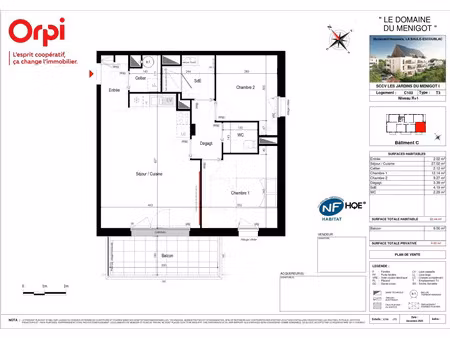 vente appartement 3 pièces 62 m² la baule-escoublac (44500)