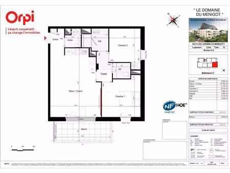 vente appartement 3 pièces 62 m² la baule-escoublac (44500)
