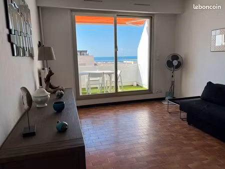 studio 22 m² vue mer avec grande terrasse – carnon plage  résidence de la mer