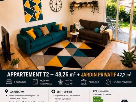 coup de cœur assuré - t2 avec jardin exposé plein sud - résidence récente (2019)