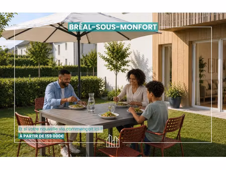 vente appartement neuf 2 pièces 40m2 bréal-sous-montfort - 162000 € - surface privée