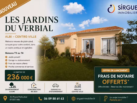 vente maison 3 pièces 65 m² albi (81000)