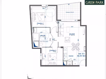 vente appartement 3 pièces 58 m² toulon (83100)