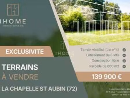 vente terrain à la chapelle-saint-aubin (72650) : à vendre / 600m² la chapelle-saint-aubin