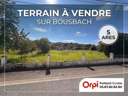 terrain à vendre de 5 ares sur la commune de bousbach  belle largeur de façade proche de f