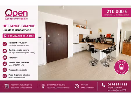 hettange grande - appartement f2 + terrasse + place de parki