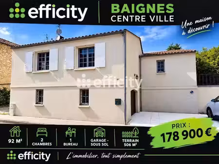 vente maison 5 pièces 92 m² à baignes-sainte-radegonde (16360)  178 900 €