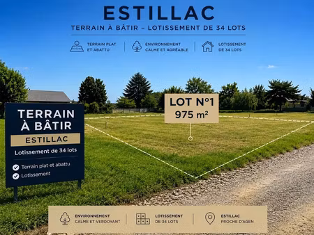 vente terrain 975 m² à estillac (47310)  100 000 €