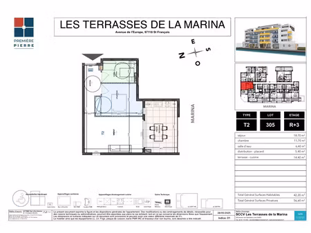 appartement t2 - les terrasses de la marina - 290 000 00eur