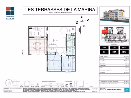 appartement t3 - les terrasses de la marina - 347 000 00eur