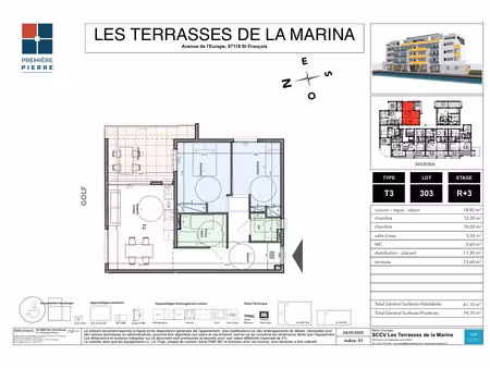 appartement t3 - les terrasses de la marina - 347 000 00eur