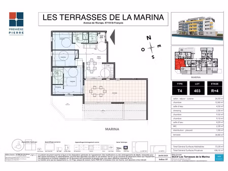 appartement t4 - les terrasses de la marina - 712 000 00eur