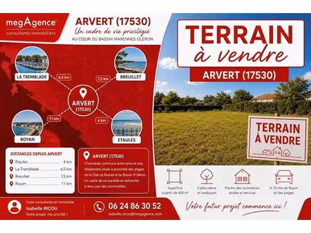 vente terrain à batir 623 m² à arvert (17530)  175 000 €