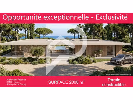 terrain constructible d'exception 2 000 m² hyères presqu'île de giens