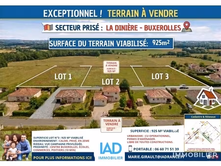 vente terrain 925 m²