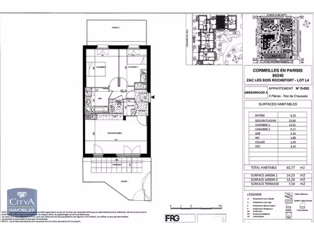 appartement à louer 3 pièces 60.77 m² - cormeilles-en-parisis (95) - 961€